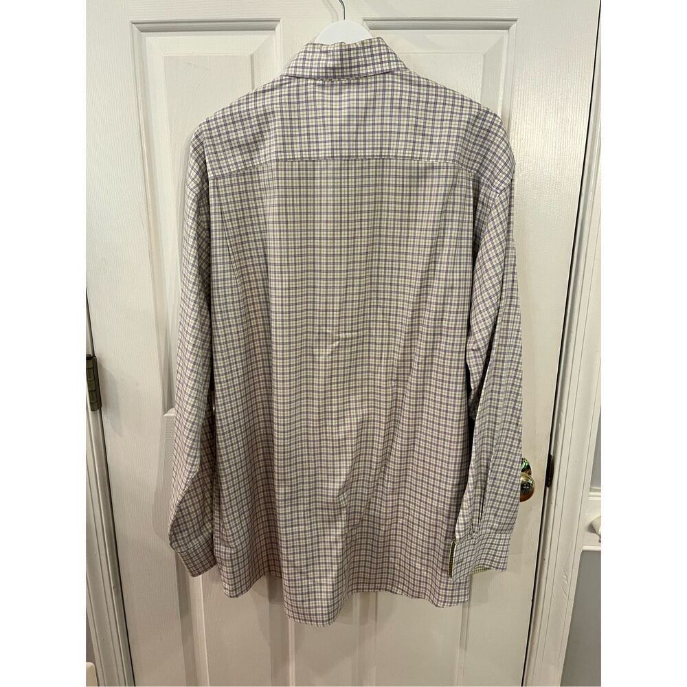 Orvis Charles F Orvis Cotton Reverse Cuff Green & Purple Plaid Button Down Shirt - Picture 8 of 10